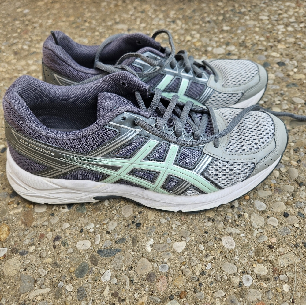 ASICS Ortholite Women's Gel-Contend 4 Running Shoes - Gray and Mint Green - Picture 9 of 10